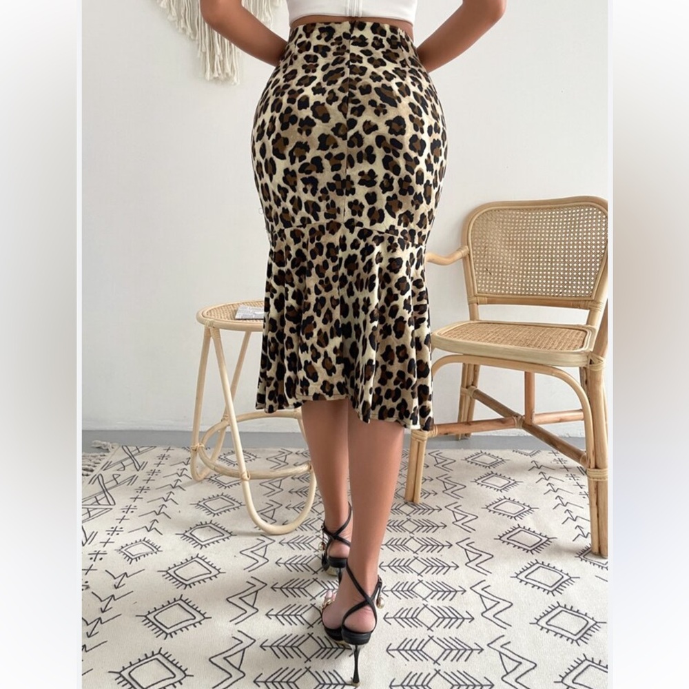 SHEIN Curve Animal Print Mermaid skirt leopard print plus size 4x